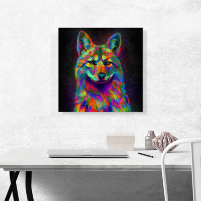 «Coyote Colorful Animal», impression sur toile tendue