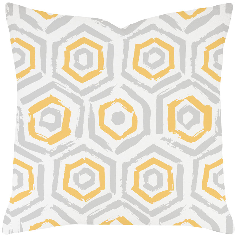 Housse de coussin en coton carrée moderne et insert, 20 po X 20 po, Jaune