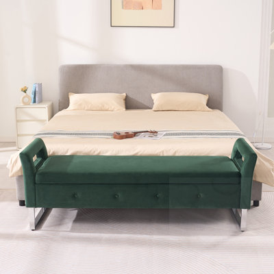 Banc de rangement rembourré avec accoudoirs