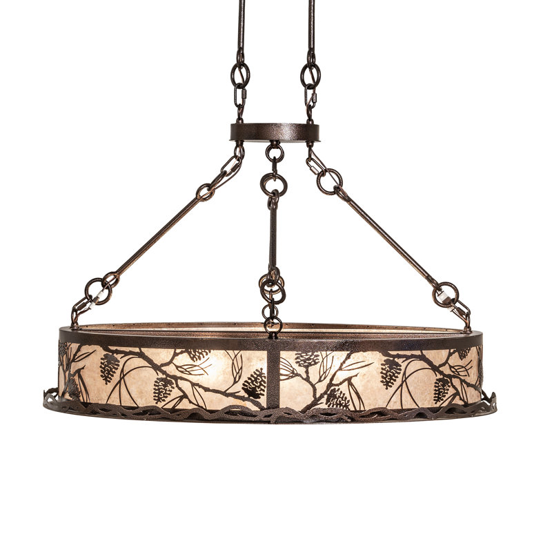 36" Long Winter Pine Oblong Inverted Pendant