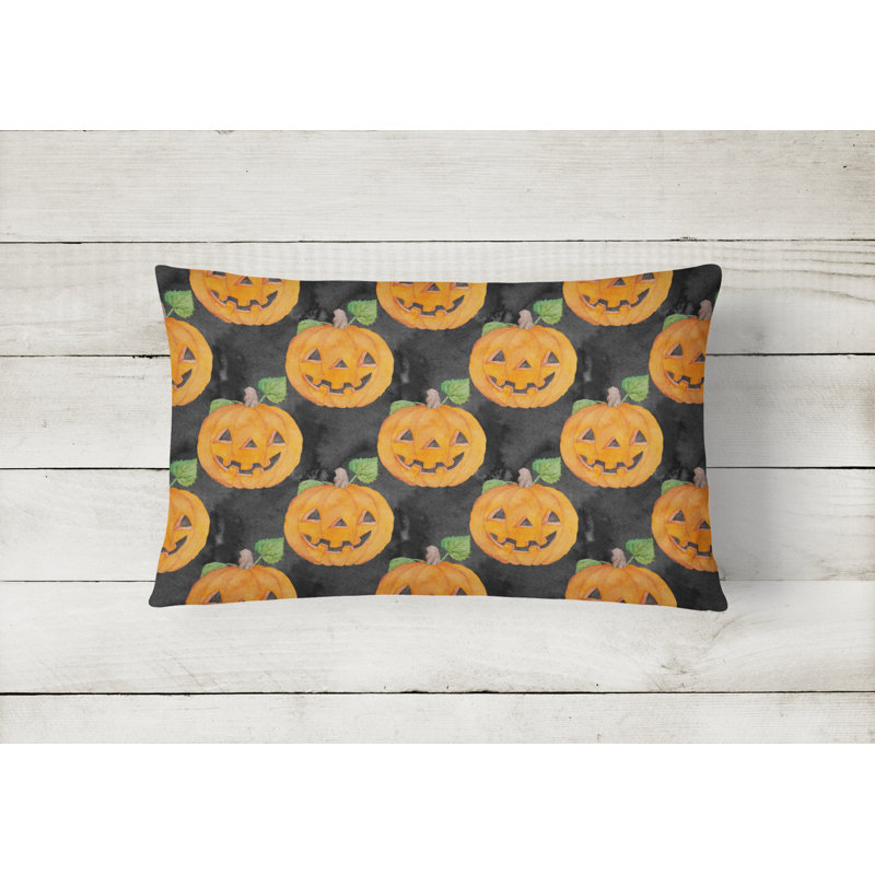  Watercolor Jack-O-Lantern Indoor/Outdoor Throw Pillow