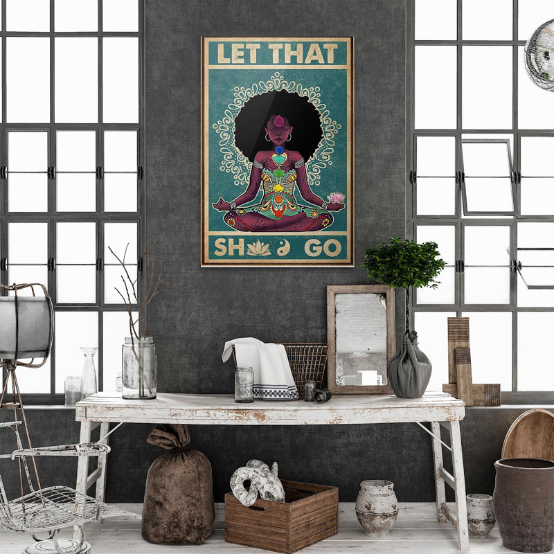 Let That Shit Go Black Girl Yoga - Reproduction d'art graphique rectangulaire sur toile tendue 1 pièce