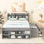 Full Bed With Bookcase Headboard, Under Bed Storage Drawers And Bed End Storage Case,White-143297785
