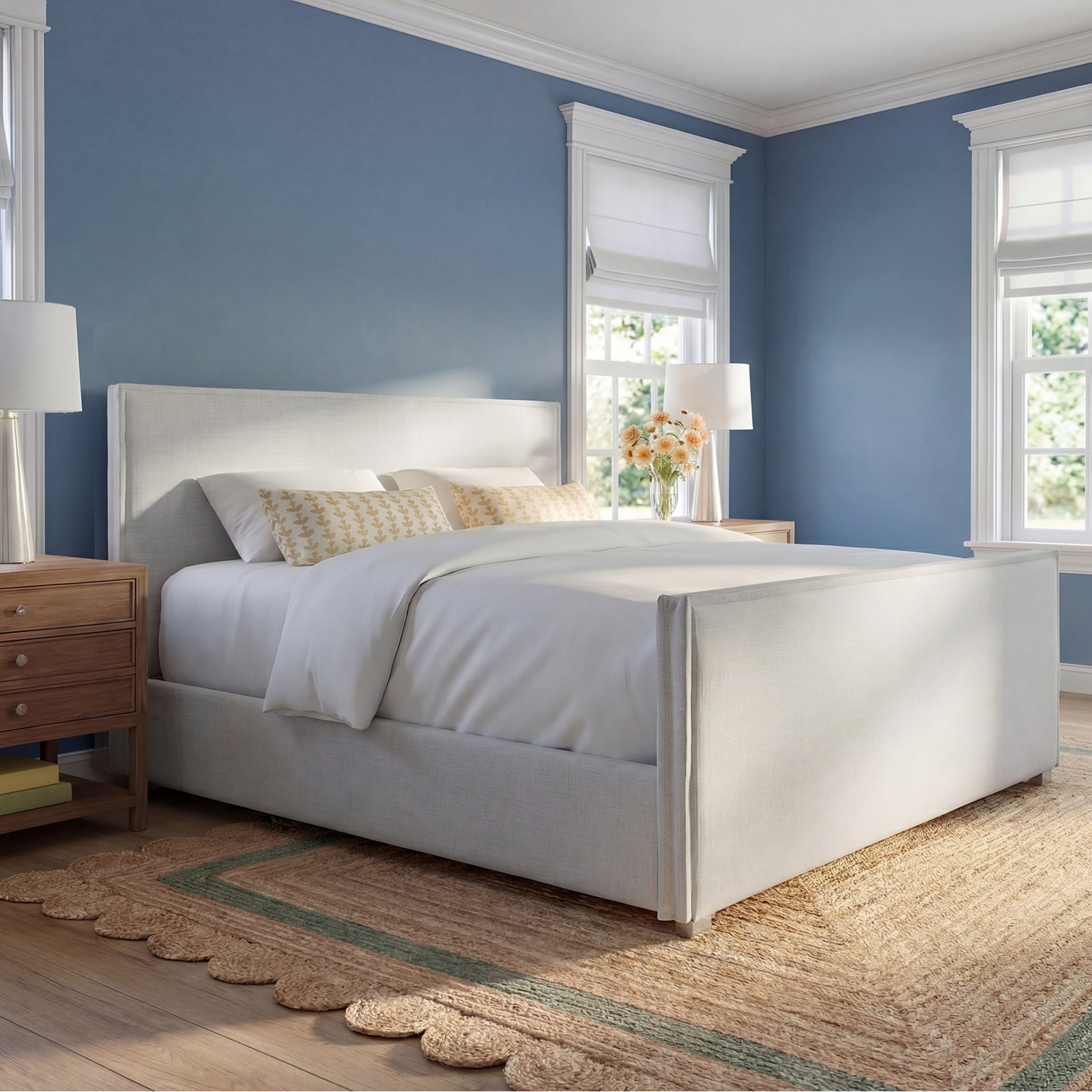 Sawyer Upholstered Bed, King, Lt Grey/Cream B502