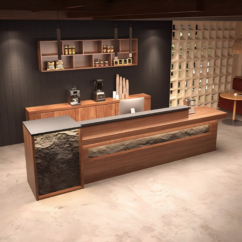 Rustic Industrial Style Front Desk in Natural Wood Colour
