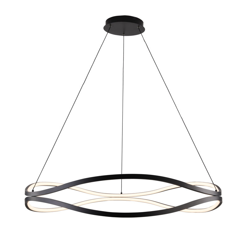 Dayatra 1 - Light Matte Black LED Wagon Wheel Pendant, 6.75" H x 38.75" W x 38.75" D