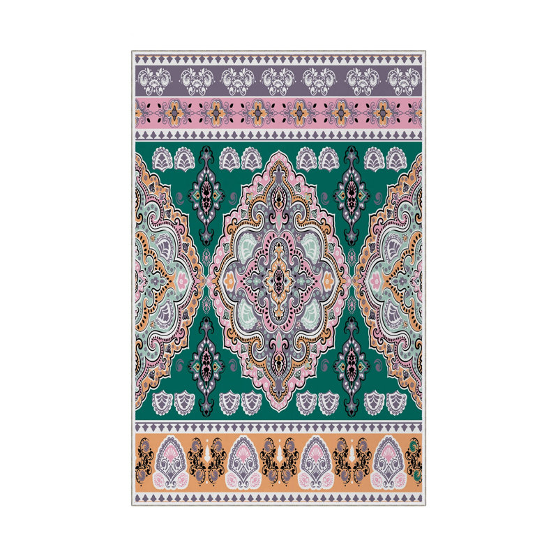 Tapis luxueux 100% polyester 5,2 x 7,5 pi, hauteur des poils de 0,4 po | Antibactérien, points antidérapants en PVC, lavable à la machine | Élégante impression numérique en 3D, parfaite pour le décor du salon et de la chambre à coucher