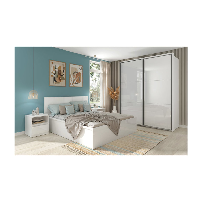 Kennet Ottoman Bed with Lift-Up Storage, European King (160 x 200cm), White