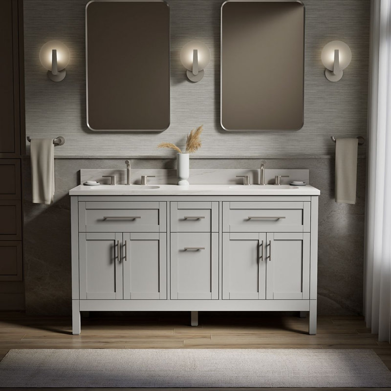 61" Single Bathroom Vanity Set, Atmos Grey, Atmos Gray