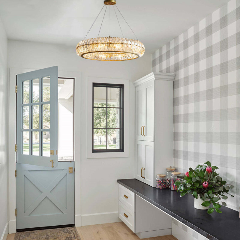 Lustre tambour 8 lumières avec accents en fer forgé Kweon
