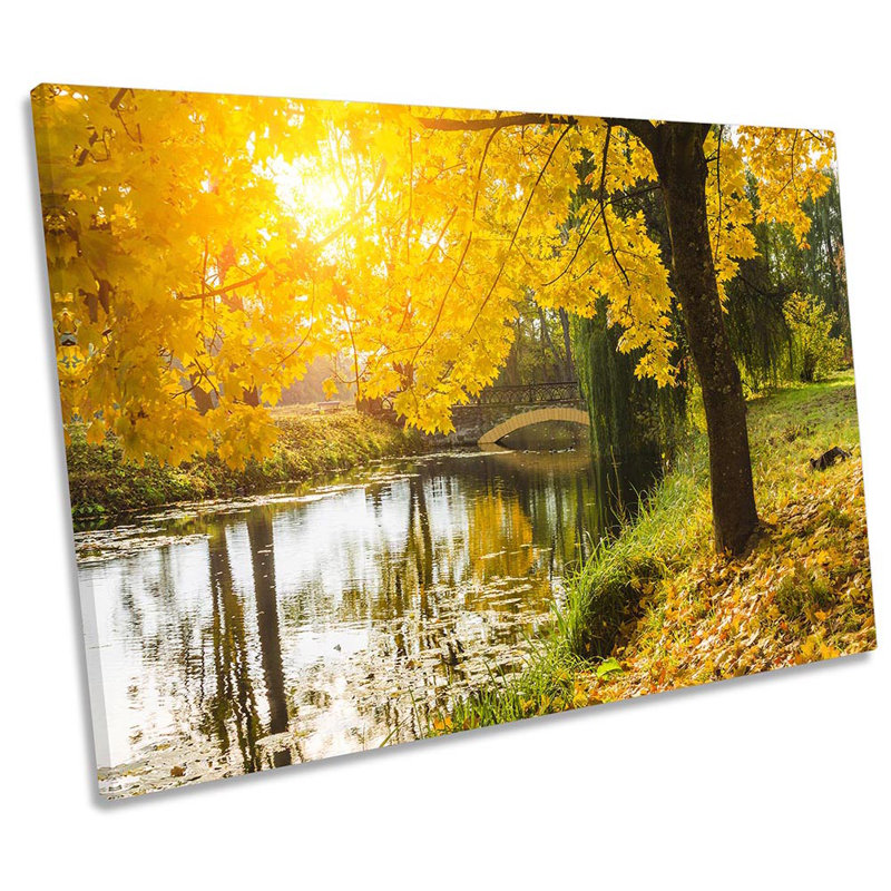 Autumn River Sunset - Wrapped Canvas Print, 50.8cm H x 76.2cm W x 2cm D