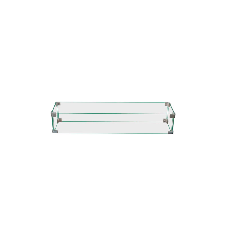 Rectangle Glass Fire Pit Accessory, 5" H x 28" W x 7" D