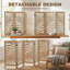 6 Panel Room Divider, Detachable Privacy Screens, Natural Wood