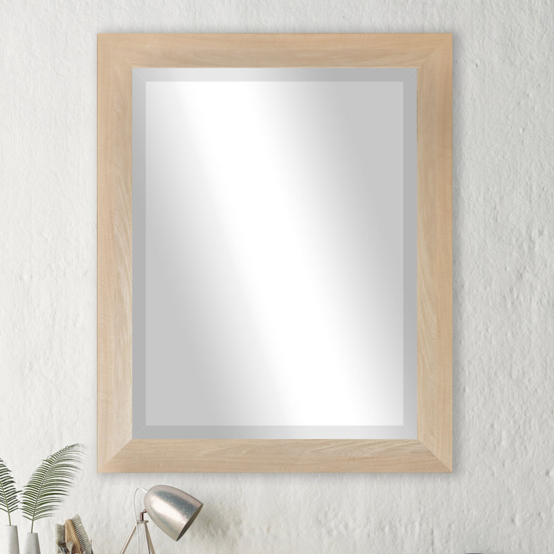 Ungar Wood Flat Wall Mirror, 35.5" H x 23.5" W x 0.75'' D, Blonde Maple