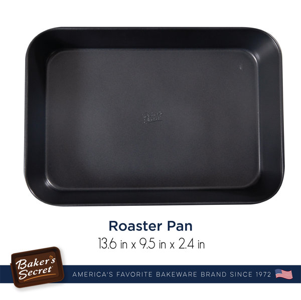 Baker's Secret Nonstick Carbon Steel Covered Roaster Pan with Lid - 13 x 9 x 2 in