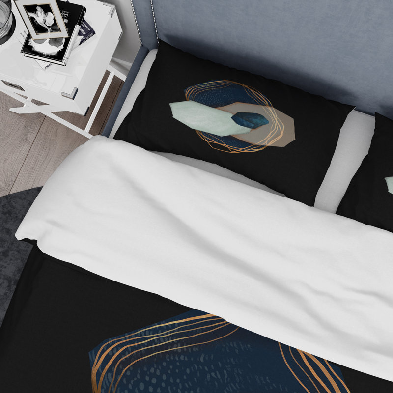 Geometric Galactic Stones II - Ensemble de housse de couette moderne - Microfibre de polyester