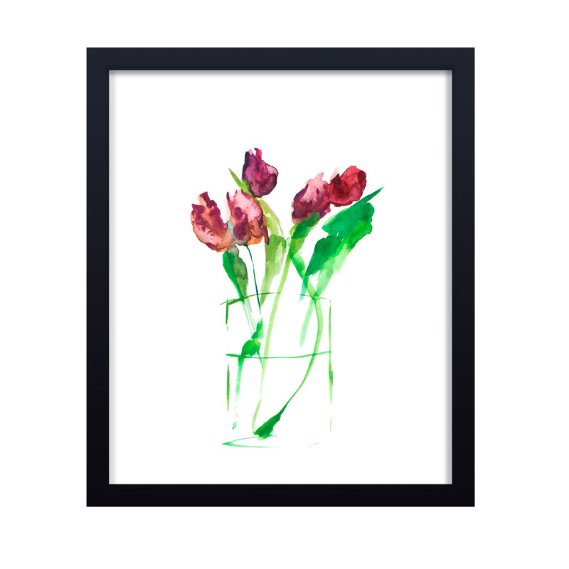 Nature Inspired Tulips No.1 by  - Picture Frame Paiting, 16" H x 12" W x 1.125" D, Black, Framed Print