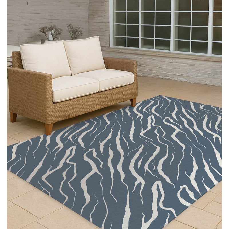 Tapis d'extérieur antidérapant Lush Cracks, Rectangulaire 8 pi x 10 pi