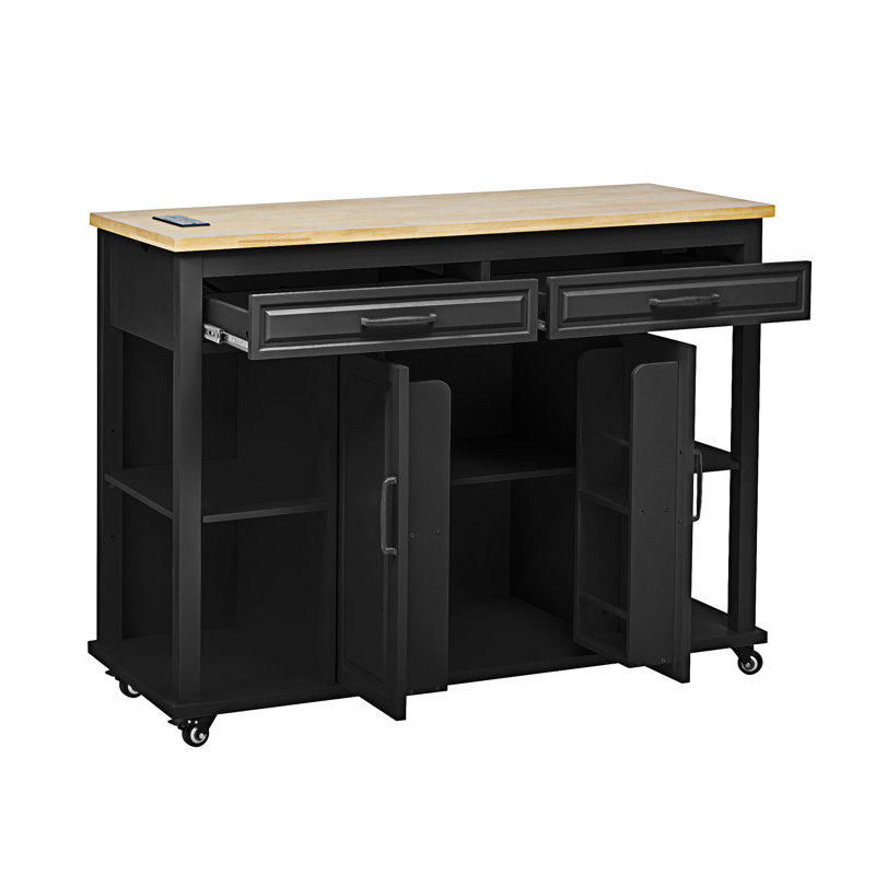Îlot de cuisine 47 pouces avec table de salle à manger extensible (sans tabouret inclus)