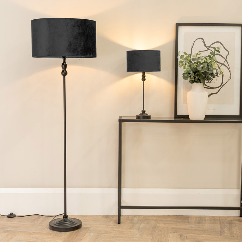 Reselva Metal Table Lamp, Black Base/Black Shade