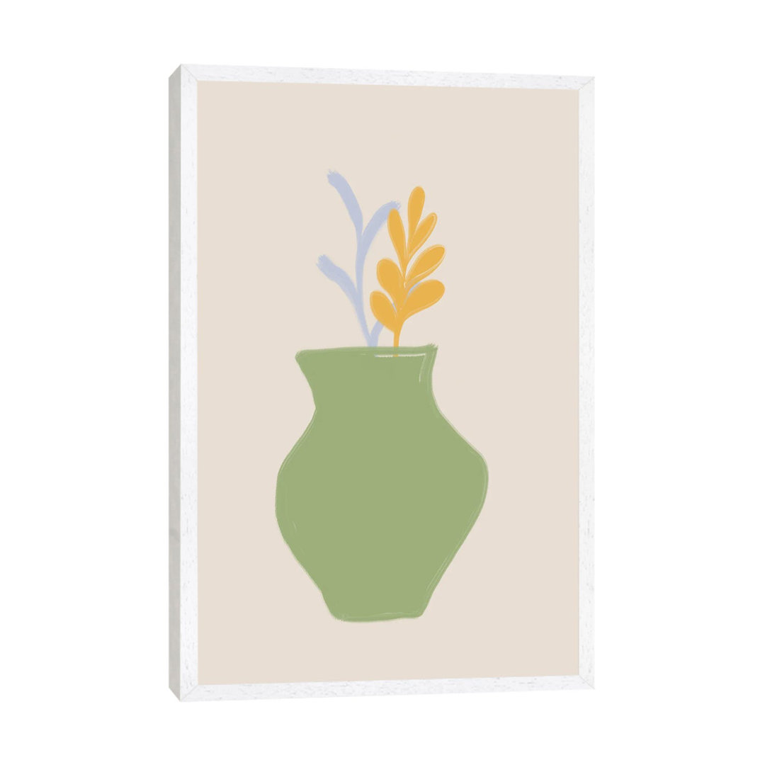 Grüne Scandi Vase von Grace Digital Art Co - Galerie-verpackte Leinwand Giclée auf Leinwand