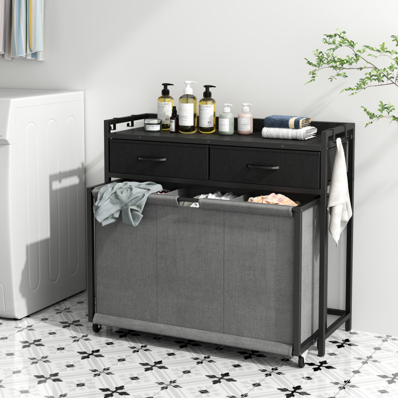 Trieur de linge avec poignées Rustand, Noir / gris foncé