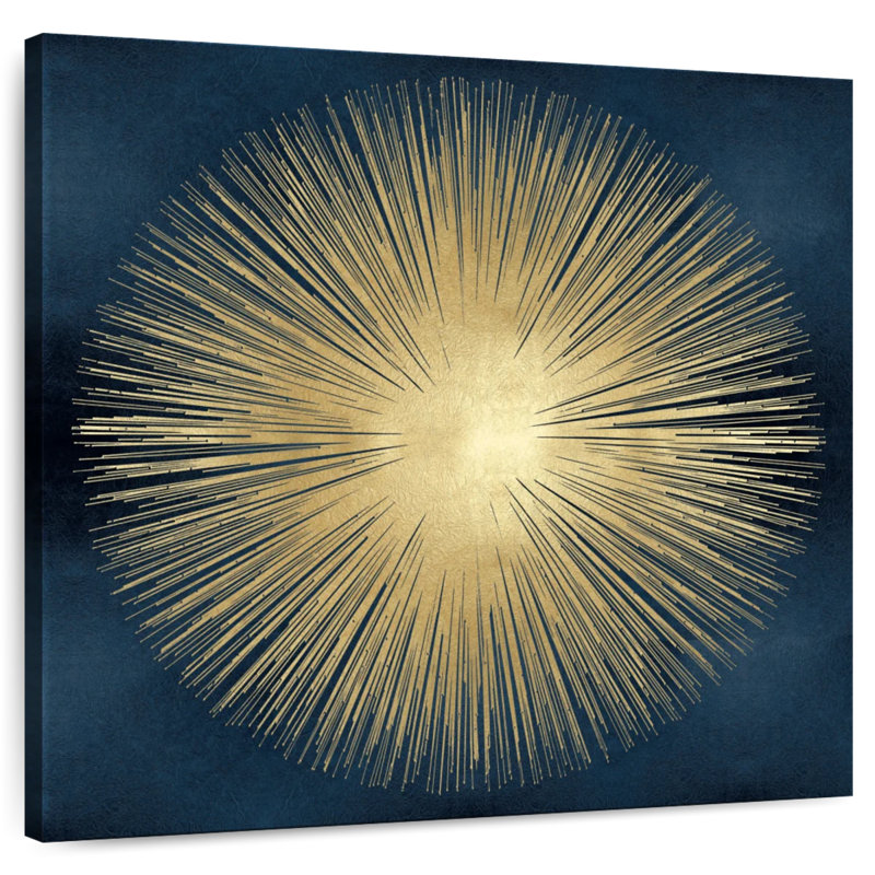 Sunburst Gold On Blue I, 10" H x 10" W