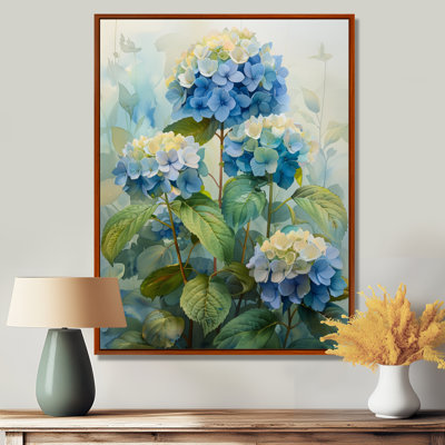 Bleu et vert jardin fleuri hortensia II - hortensia art mural