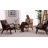Mid-Century Modern Faux Leather Accent Armchair with Pillow,Matte Black-574029183
