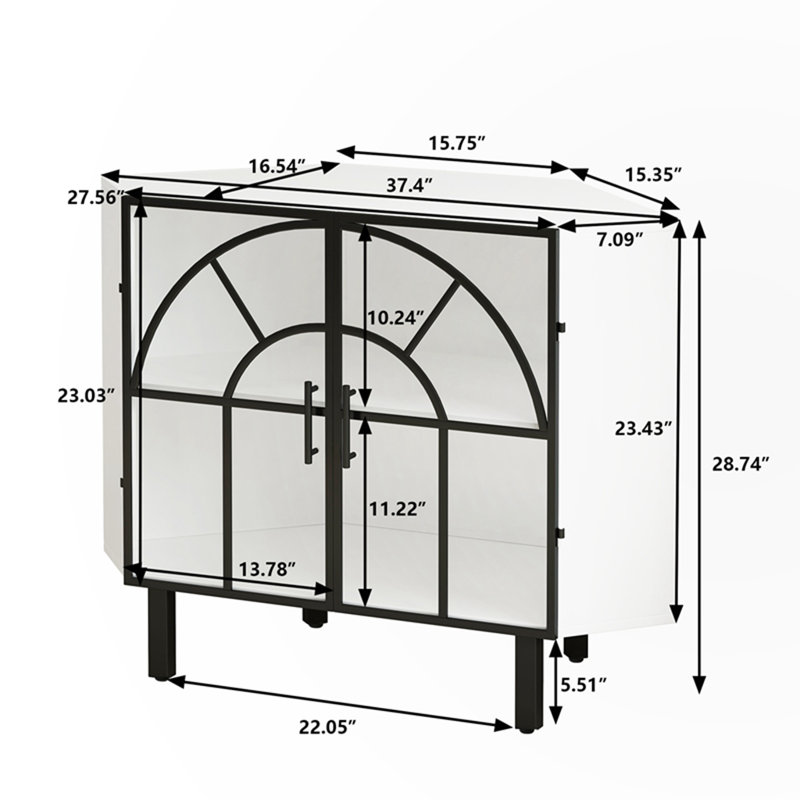 Hayatul Two-Door Hexagonal Corner Cabinet, White