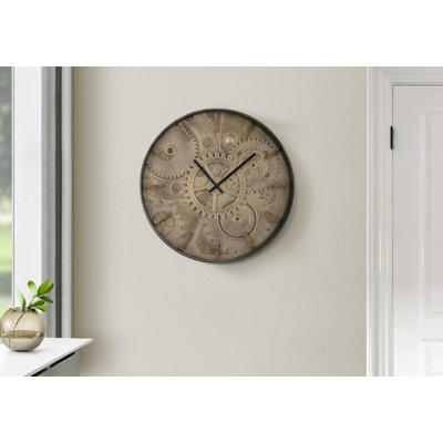 Horloge, horloge murale ronde 20 po, brun, transitionnel