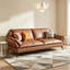 Canapé modulaire orange en cuir véritable-129490924