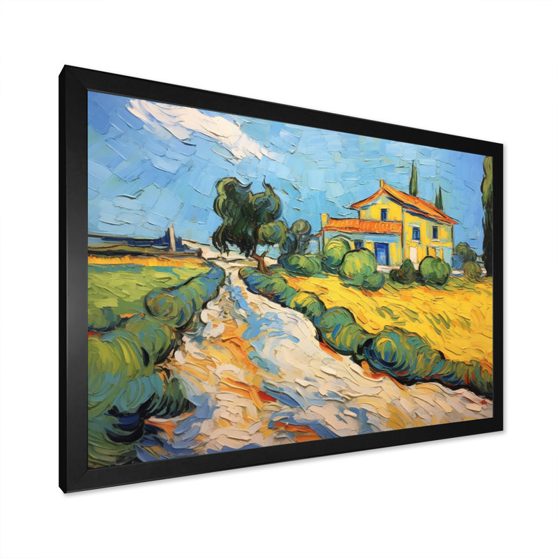 Vangogh, la maison jaune à Arles III, encadrée sur toile par Vincent Van Gogh, peinture, H 12 po x l 20 po x P 1 po