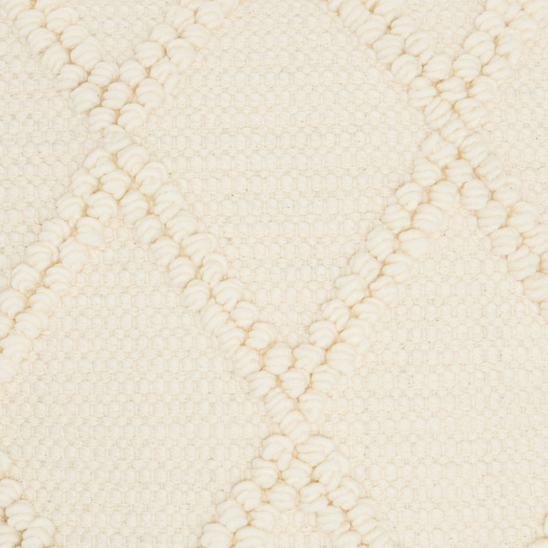 Ascano Textured Geometric Cotton and Polyester Square Throw Pillow with Insert , Ivory