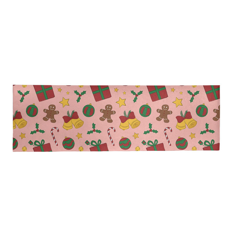Tapis rouge/vert/jaune fait main, Tapis de couloir 2 pi x 8 pi