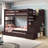 Tena Tall Solid Wood Standard Stairway Bunk Beds Twin over Twin, 4 Drawers in the Steps, Twin Trundle, Dark Cherry-172585941-247366397