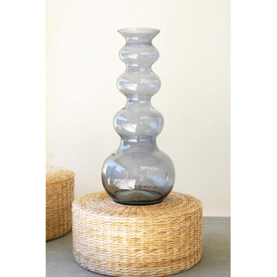 LARGE GLASS BUBBLE VASE -  BLUE