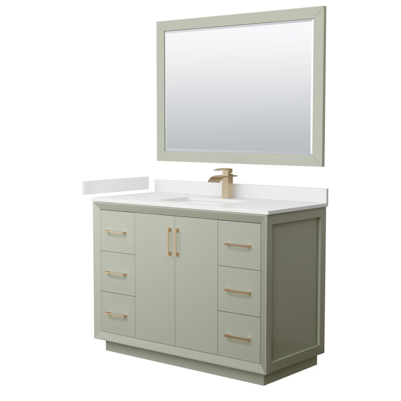 Meuble-lavabo simple avec plateau Strada 48, WDX13349, Blanc, Nickel brossé
