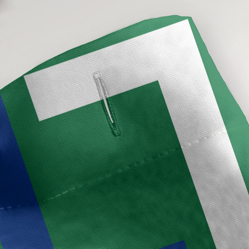 Rideau de douche géométrique simple, Bleu/blanc/vert, Non