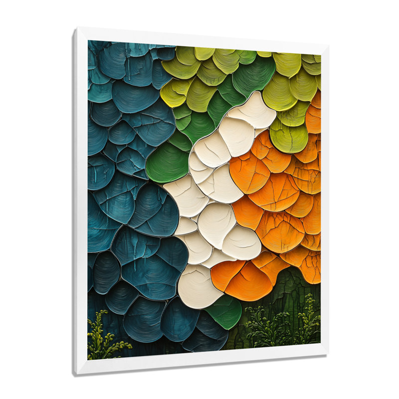 Orelie - Abstract Wall Art Prints, 44" H x 34" W, Single Picture Framed Print, White