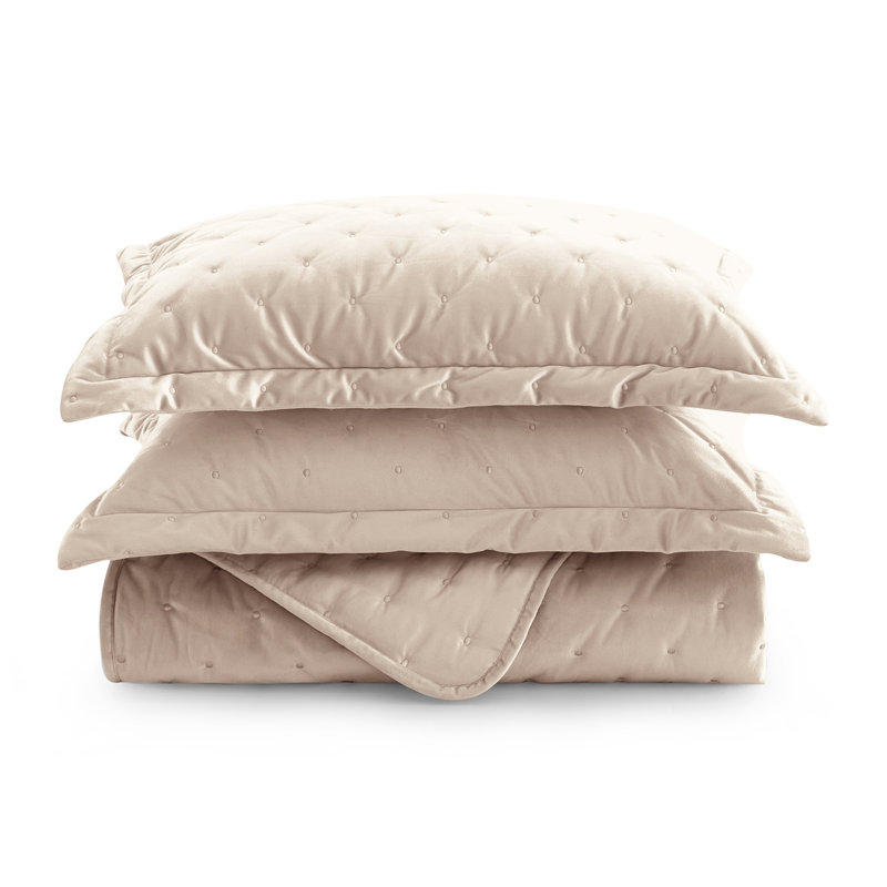 Luxury Crushed Velvet Bedspread, Beige, W220 x L240cm