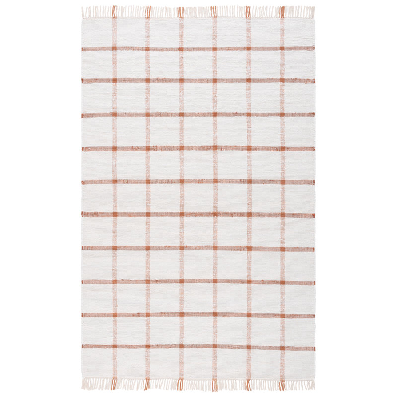 Aaronn Handwoven Recycled Cotton Plaid Rug, Rectangle 5' x 8'