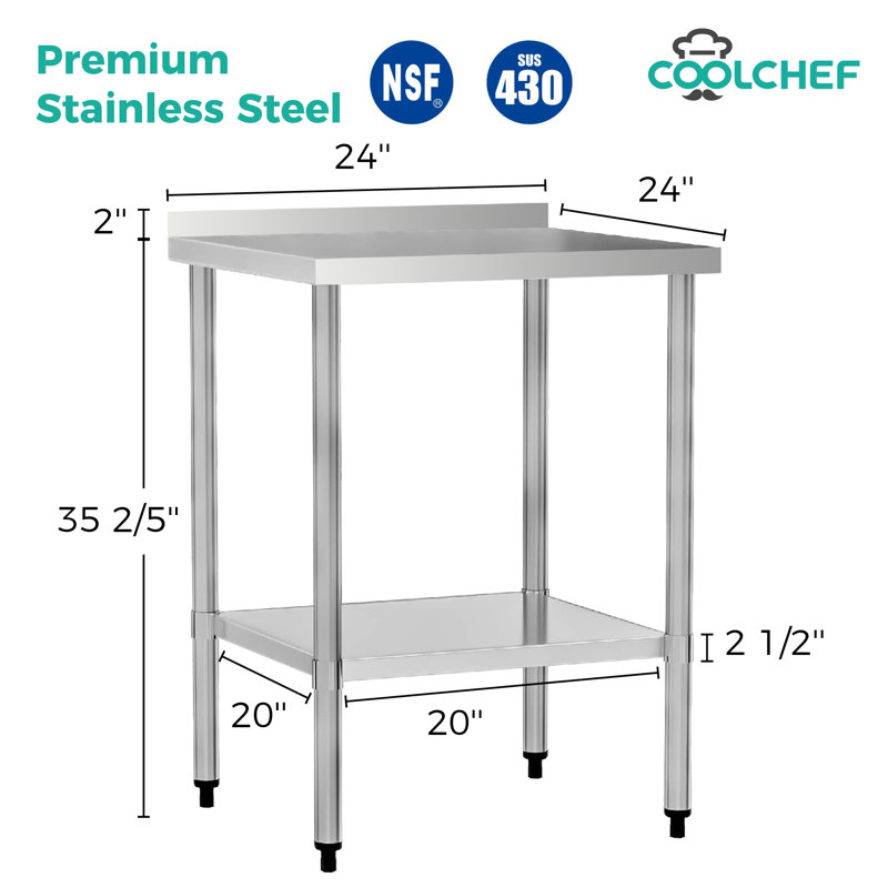 Table de travail commerciale en acier inoxydable
