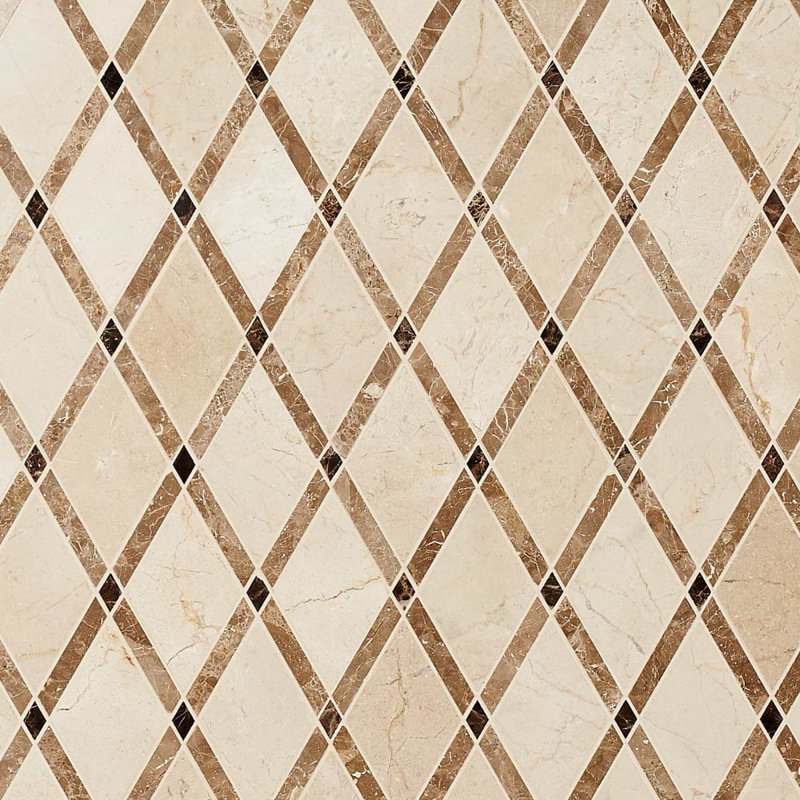 Imperial Blend Polished Marble Mosaic Tile, Woodland/Beige
