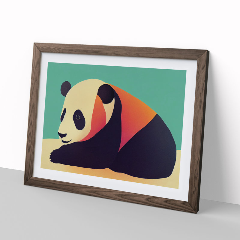 Abstract Panda Vol.2 - Framed Print, 25cm H x 34cm W x 2cm D, Walnut