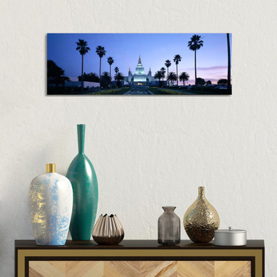 Formal Garden In Front Of A Temple, Oakland Temple, Oakland, Alameda County - Wrapped Canvas Panoramic Print