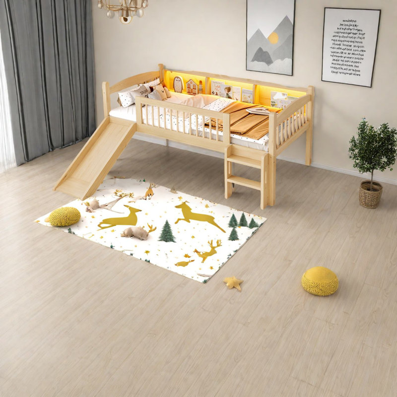 Lits simples TG très compacts avec rangement en bois, conception moderne pour les petites maisons