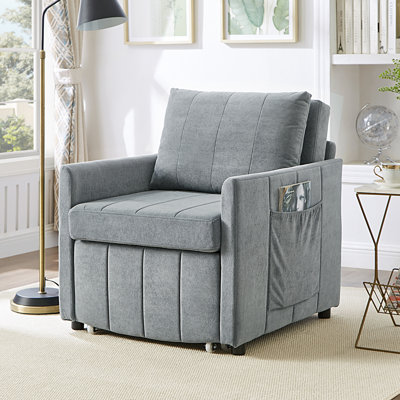Pull Out Sofa Bed With 5-Position Adjustable Backrest And Side Pockets