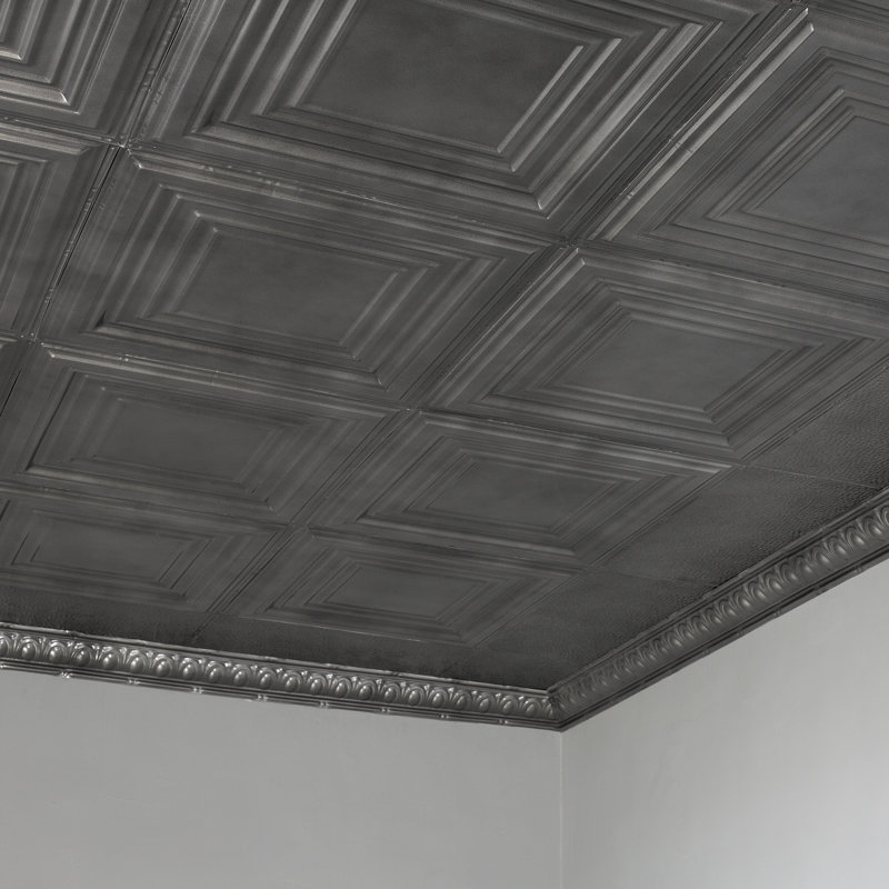 Dalle de plafond Great Lakes Tin Detroit (paquet de 5), Gris