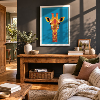Giraffe Head Bold Modern - Framed Print